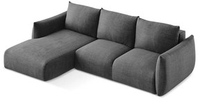 Ciemnoszary rozkładany narożnik (lewostronny/z szezlongiem) Leila – Makamii