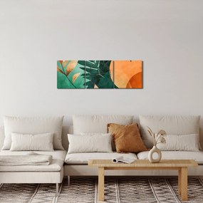 Obraz - Geometryczne motywy naturalne (z zegarem) (90x30 cm)