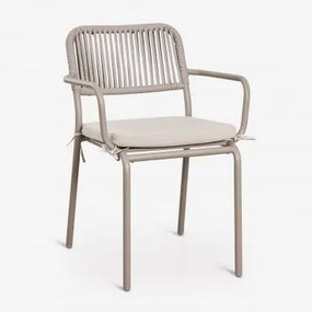 Zestaw 2 Sztaplowanych Krzeseł Jadalnianych Z Podłokietnikami Z Plecionej Liny Arhiza Moka Brown - Sklum