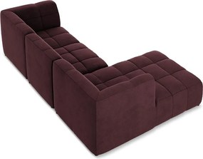 Bordowy aksamitny narożnik (lewostronny/z szezlongiem) Aloha – Makamii