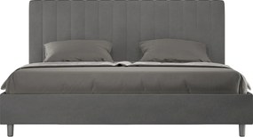 Łóżko wyposażone w stelaż z listwami z pojemnikiem tapicerowane 180x190 microfibra szary Agueda