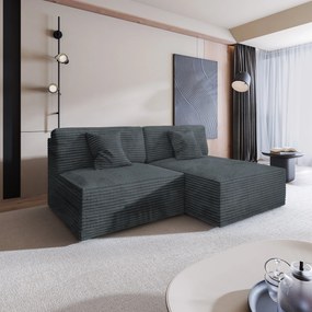 Masseno Narożnik FIORO z funkcją spania i pojemnikiem na pościel Narozniki L, Rozkładana sofa - Szary, TILIA 85