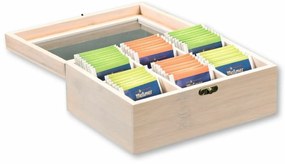 Kesper 57902 Organizer na herbatę bambusowy, 6 przegródek, biały, 21,5 x 16 x 9 cm
