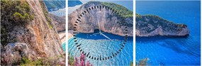 Obraz - Plaża Navagio, Grecja (z zegarem) (90x30 cm)