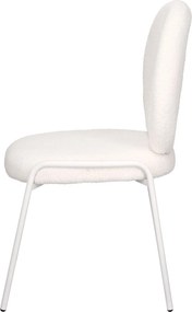 Krzesło do jadalni bez podłokietników Bianco, tkanina boucle