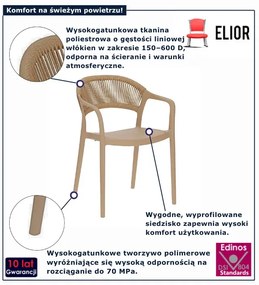 Beżowe krzesło na taras z plecionym oparciem M2-C40
