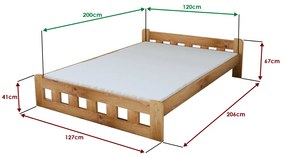 Łóżko Naomi podwyższone 120 x 200 cm, olcha Stelaż: Ze stelażem listwowym rolowanym, Materac: Bez materaca