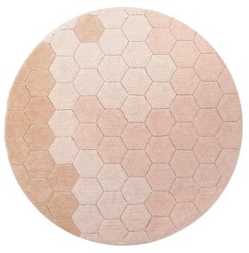 Jasnoróżowy bawełniany okrągły dywan tkany ręcznie odpowiedni do prania ø 140 cm Honeycomb Rose – Lorena Canals
