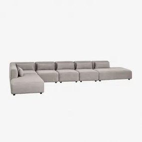 Sofa Modułowy Narożny 6-częściowy Z Podwójnym Szezlongiem Fogler Sztruks Jasny Szary Taupe - Sklum