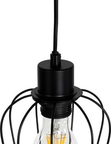 Rustykalna lampa podłogowa czarna z drewnem 2-światła - Stronk