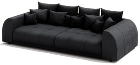 Czarna sztruksowa rozkładana sofa 310 cm Vanessa – Ropez