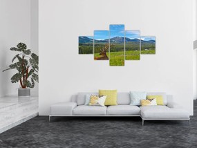 Obraz - Jeleń na łące (125x70 cm)