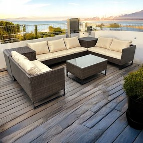 Zestaw mebli ogrodowych technorattan Alicante 063 brąz, poduszki beżowe