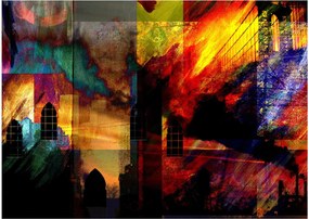 Obraz - Kolorowa abstrakcja miasta (70x50 cm)