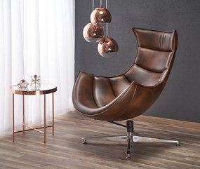 Brązowy fotel wypoczynkowy ze skóry Luxor