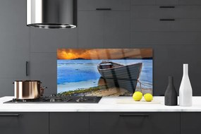 Panel Szklany Łodzie na Piaszczystym Brzegu