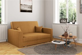 Sofa z funkcją spania AMERICA, tkanina Poso, Musztardowy