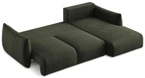 Zielony rozkładany narożnik (prawostronny/z szezlongiem) Leila – Makamii