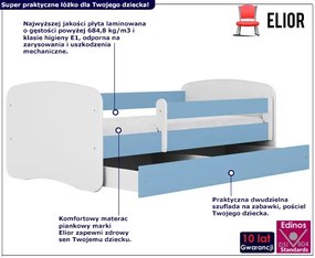 Łóżko dla chłopca z barierką Happy 2X 80x160 - niebieskie