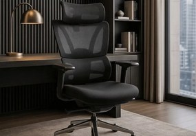 Ergonomiczny fotel biurkowy Trus z regulowanym zagłówkiem i wysuwanym podnóżkiem – idealne połączenie komfortu i funkcjonalności