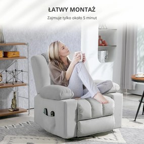 HOMCOM Elektryczny Fotel z Pomocą przy Wstawaniu, Miękki Aksamitny Materiał, Złącza USB