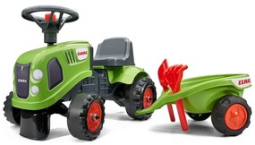 Falk traktorek baby claas zielony z przyczepką + akc. od 1 roku