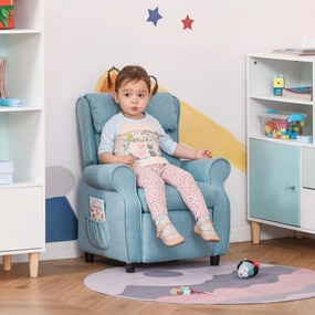 HOMCOM Fotel dziecięcy sofa dziecięca kanapa dziecięca tapczan regulowany z podnóżkiem niebieski