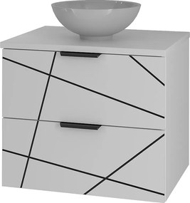 Zestaw Łazienkowy 60cm Szafka z Blatem Umywalka Biały Mat Wood