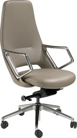 Obrotowe krzesło biurowe z szarej skóry ekologicznej