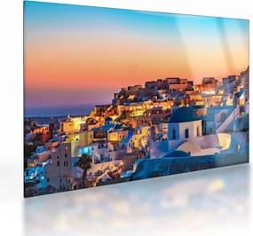 Obraz na szkle - Santorini o zmierzchu (70x50 cm)