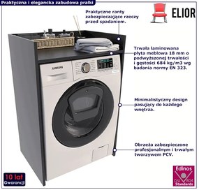 Czarna szafka z blatem na pralkę - Feksio