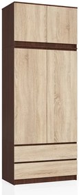 Szafa z drążkiem i półkami wenge + dąb sonoma - Enio 3X