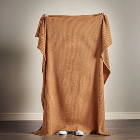 Brązowy bawełniany koc 150x200 cm Jaipur Chunky Waffle – Pineapple Elephant