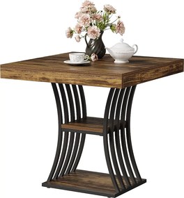 Stół jadalny kwadratowy 80 cm dla 2 osób, 2-poziomowy stół kuchenny w stylu industrialnym ze schowkiem