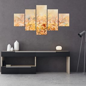 Obraz - Liście w jesiennych kolorach, obraz olejny (125x70 cm)