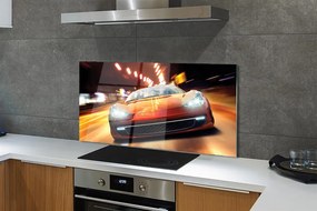 Panel szklany do Kuchni Sportowe Auto w Nocnym Mieście