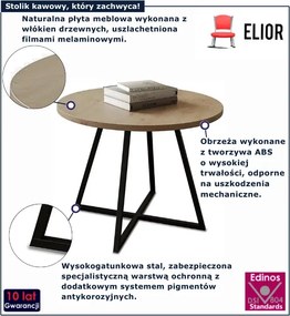 Minimalistyczny okrągły stolik kawowy dąb artisan W9-N99