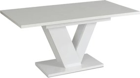 Stół Prostokątny Rozkładany CLARK 120-160 cm Biały Połysk Glamour