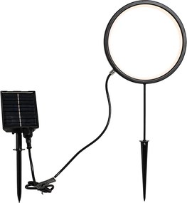 Zestaw 2 czarnych lamp na szpikulec 50 cm z wbudowanym akumulatorem LED i panelem słonecznym IP65 - Adalind