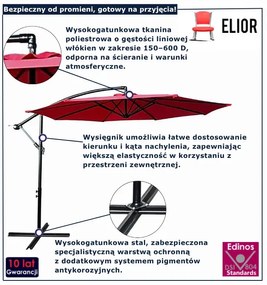 Czerwony okrągły parasol ogrodowy P7-G78