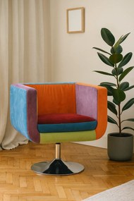 Tapicerowany klubowy fotel patchworkowy H4-P21