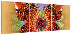Obraz - Etno motyl (z zegarem) (90x30 cm)