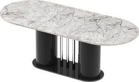 Rozkładany stół z owalnym blatem Cesaro Hubertus marmur połysk