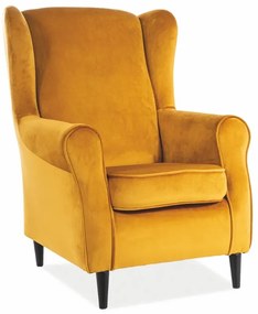 FOTEL BARON VELVET CURRY BLUVEL 68 / WENGE SIGNAL