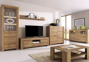 Szafka RTV Seel + półka wisząca 155 cm dąb riviera nowoczesny zestaw do salonu