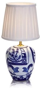 Niebiesko-biała lampa stołowa Markslöjd Goteborg, wys. 33 cm