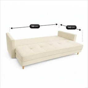 Sofa z Funkcją Spania LONAR Kremowa Boucle Japandi