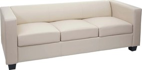Sofa 3-osobowa Lille,  skóra, kremowa