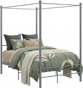 Szare podwójne łóżko z baldachimem 140x200 cm F8-K28