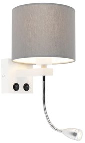 Nowoczesna lampa ścienna biała z szarym kloszem - Brescia Nowoczesny Oswietlenie wewnetrzne